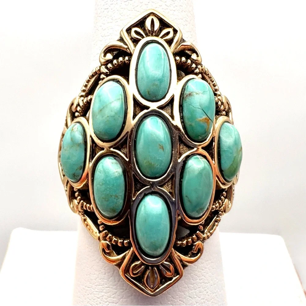 Studio Barse Turquoise Multi-Stone Oval Cluster Ring in Gold-Tone